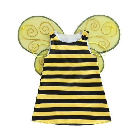 LUOGENLI Dress for Girls Children Happy Stage Play Yellowbee with Limb Dress Girls Easter Dresses Size 10-12 Summer Easter Dresses for Girls 8-10 Graduation Yellow 5-6 Years