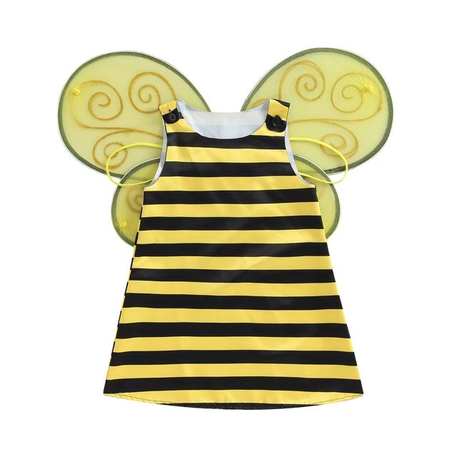 Toimothcn Robe pour Filles Tout-Petits Manches Longues Mignonne en Forme d'Abeille Robe Douce Coupe Ample Robes de Princesse Adaptées pour les Vacances d'Été