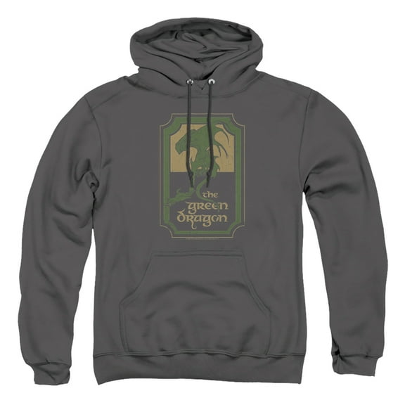 Lord of The Rings Green Dragon Tavern Unisex Adult Pull-Over Heather Hoodie, Small, Charcoal