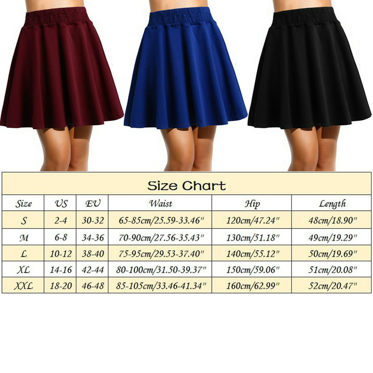 Kcocoo Womens Classic Daily Elegant Casual Solid Color Skirt Pleated Waist  Design Mini Skirt Polyester Spandex Blue L 