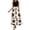 Beige, variant on Women's Summer Crew Neck Sleeveless Maxi Dress Circle Leaf Print High Waist Drawstring Tier Ruffle Loose Long Casual Skirt with Side Pockets