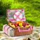 thumbnail image 3 of Cesta de picnic HYBDAMAI de mimbre para 4 personas con manta y nevera rosa, 3 of 9