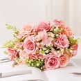 thumbnail image 3 of Ramo de peonías y rosas de hortensias clásicas de Lafite para decoración del hogar y bodas, flores falsas, 3 of 6