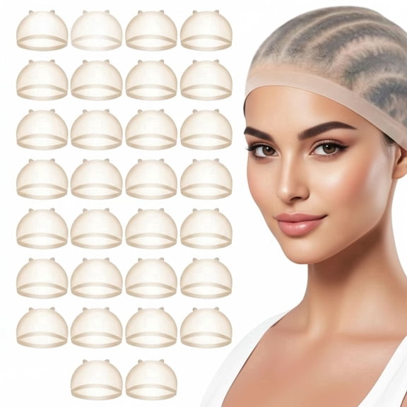 30 Pcs Wig Caps for Women Lace Front, Ultra Thin Stocking Cap for Women, Breathable Wig Cap for Long Thick Hair, Wig Caps with Elastic Band Transparent