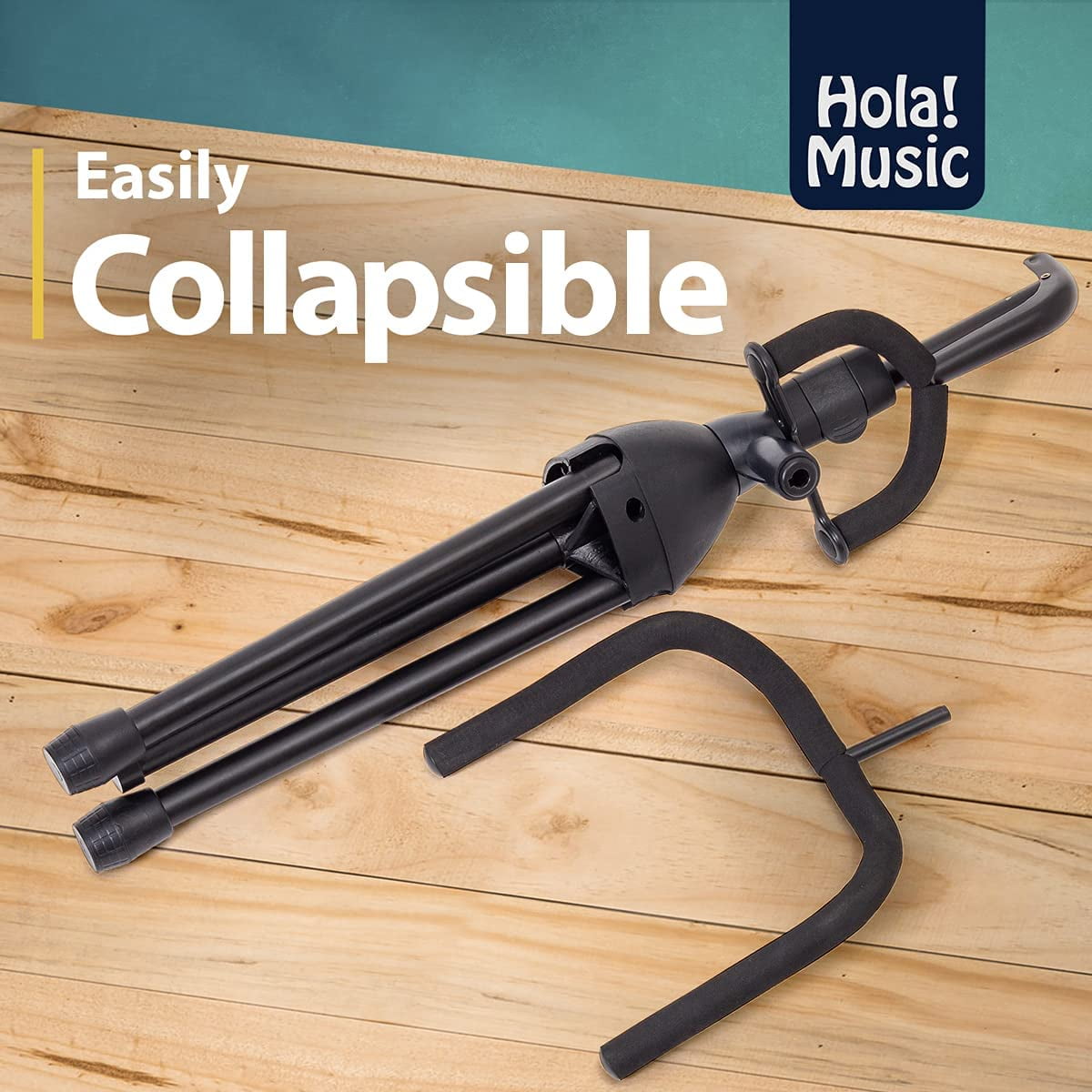 Hola! Music Guitar Stand, Height Adjustable, Collapsible with Padded Neck & Yoke - Pack of 1 Tripod