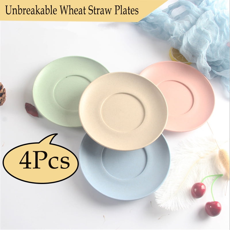 LNKOO Lightweight Unbreakable Wheat Straw Plates Large4 Pack 6
