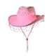 thumbnail image 5 of Sombrero de vaquero occidental para mujer, sombrero de jazz con borlas de diamantes de imitación brillantes, vestido elegante para Rosa, 5 of 9