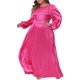 thumbnail image 1 of Vestidos maxi de mujer de tallas grandes Agnes Orinda, vestidos maxi de manga larga con linterna, fluido, con pliegues, 2X, rosa intenso, 1 of 6