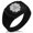 Black, variant on Stainless Steel Sakai Samurai Crest CZ Ribbed Needle Stripe Pattern Biker Style Polished Ring