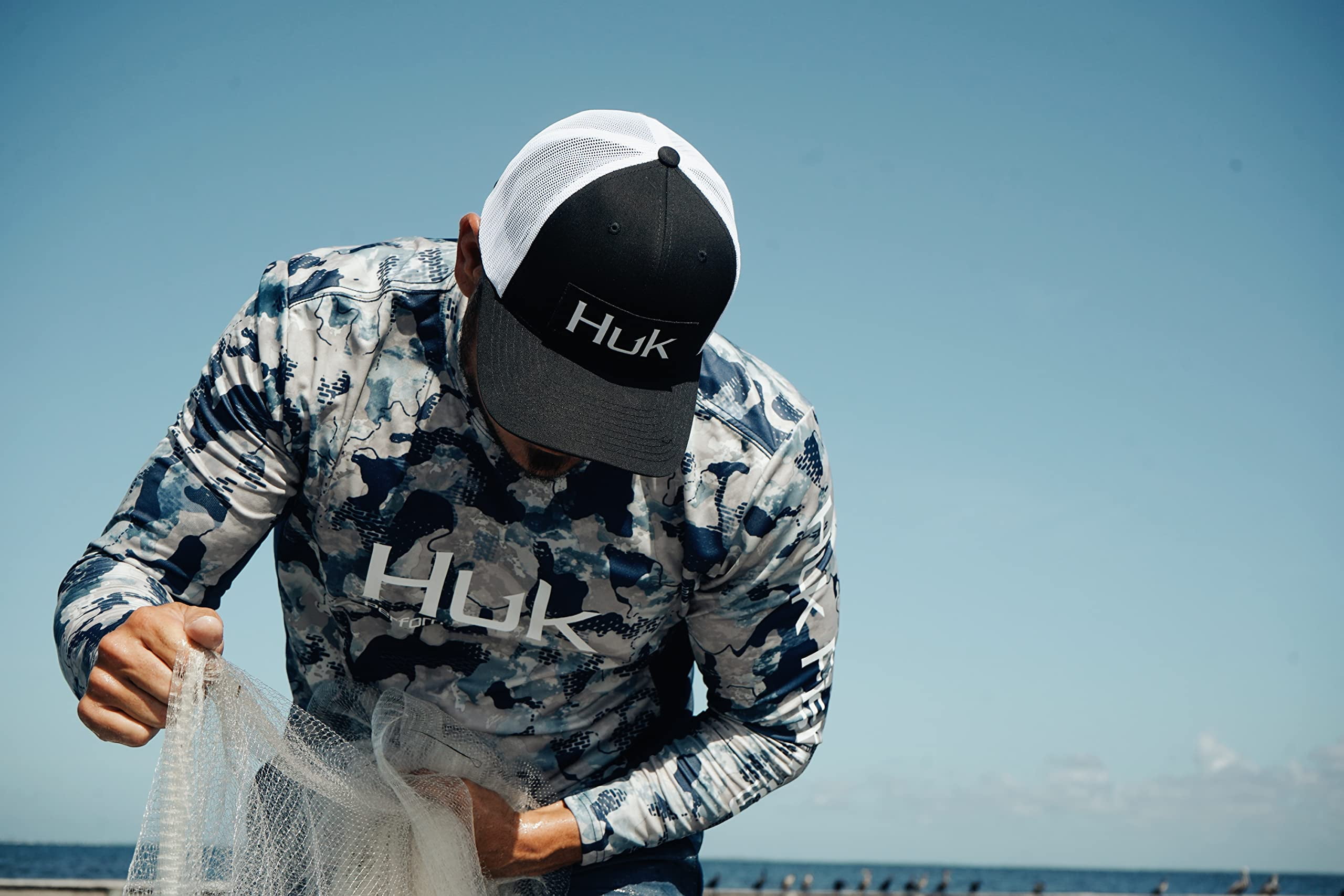 Huk Men's Icon X Refraction Camo Bluefin XXX-Large Long-Sleeve