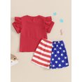 thumbnail image 6 of Aojekbee Baby Girl 4th of July Outfits Short Sleeve Letter Embroidery Tops + Shorts Set Toddler Clothes, 6 of 10