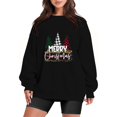 thumbnail image 1 of Gibobby Sudaderas para mujer navidad Navidad Mujer Y 2 K Manga Larga Impreso Casual Sudadera Suelta Cuello Redondo Sudadera Blusa(Negro,M), 1 of 4