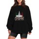 thumbnail image 1 of Gibobby Temperamento Pullover Top Navidad Mujer Y 2 K Manga Larga Impreso Casual Sudadera Suelta Sin Capucha Cuello Rojoondo Sudadera Blusa (Negro, XL), 1 of 4