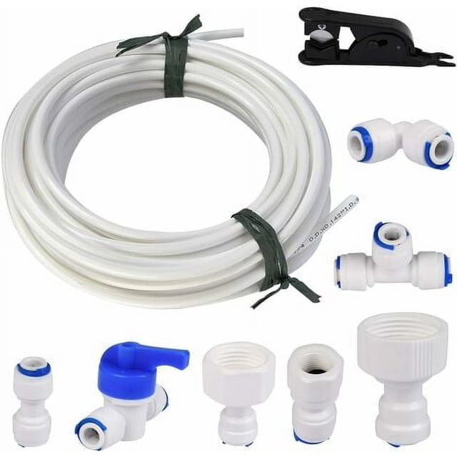 Manguera de suministro de agua universal de 15 metros, kit de conector de manguera de refrigerador de 1/4, tubo de filtro, piezas y accesorios para refrigeradores europeos/americanos