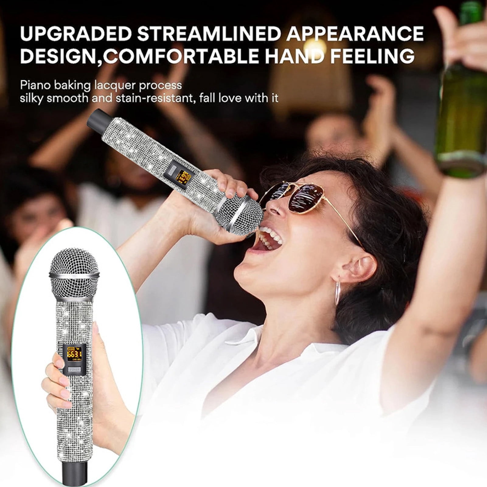 YAHHU Professional VHF Wireless Microphone System, Dual Handheld Cordless Dynamic Mic Set for Home Karaoke, Party, Singing, Church, Wedding, Amplifiers and Speakers, 11x4.3x2.4 Inches / 28x11x6 cm