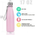 thumbnail image 3 of 17 fl oz Stainless Steel Vacuum Insulated Water Bottle Keeps Drinks Hot or Cold,Pink, 3 of 5