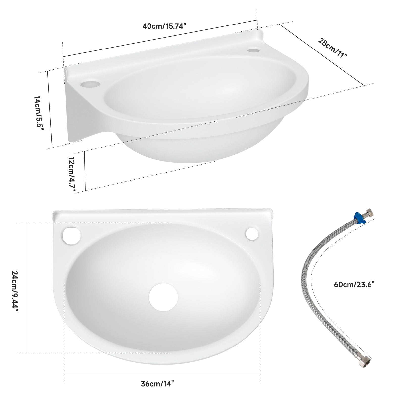 2-in-1 Outdoor Garden Water Fountain and Faucet No-Punch Bathroom Wash Basin