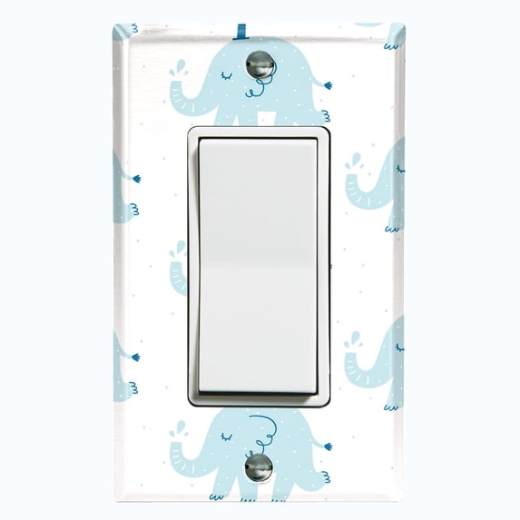 Metal Light Switch Plate Cover Cute Baby Blue Elephant ZOO005
