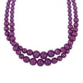 thumbnail image 3 of Purple Color Wood Mix Stainless Steel Double Row Beaded Necklace for Women Size 18" Birthday Christmas Gifts for Women, 3 of 7