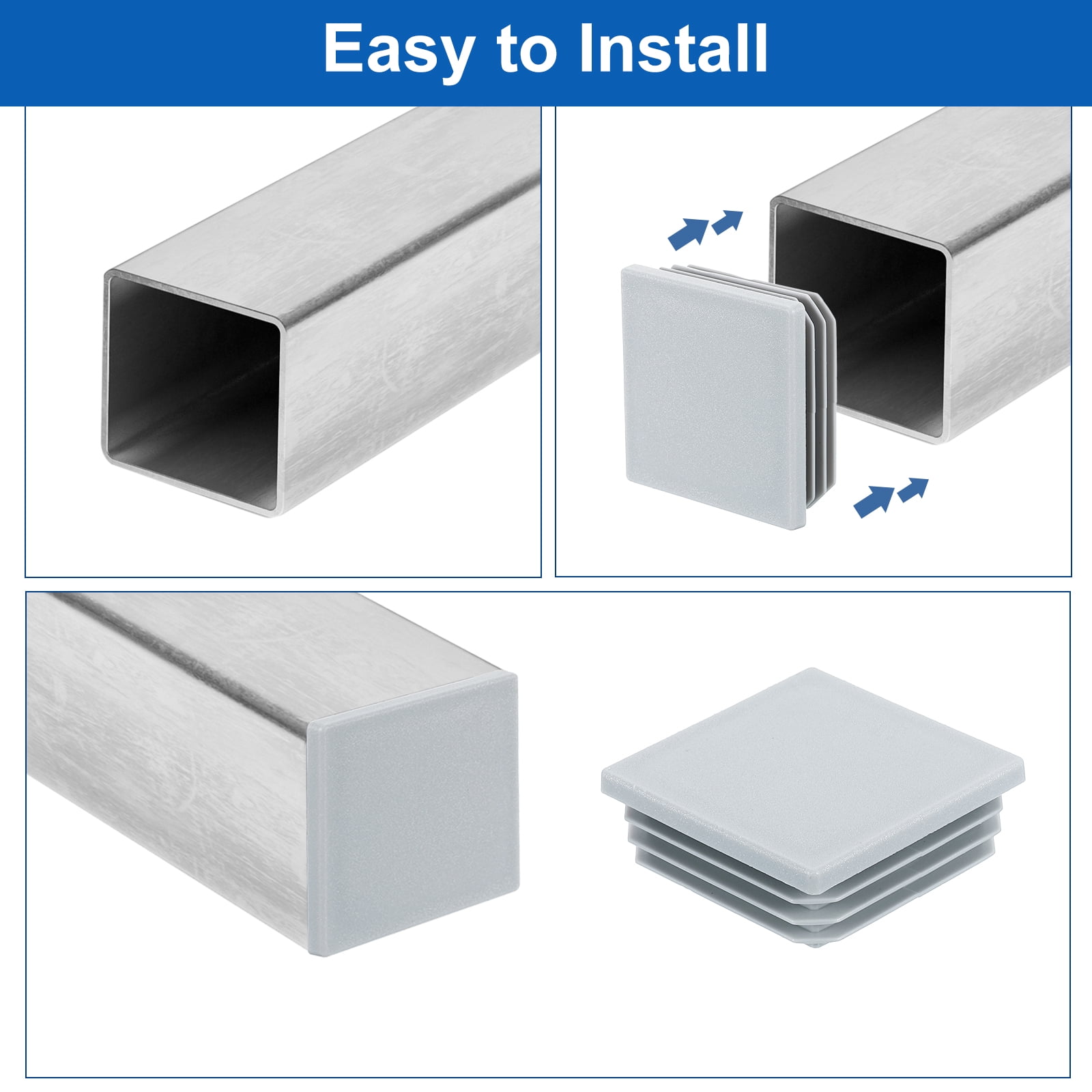 Unique Bargains Square Tubing End Caps Hole Plug Insert Tubing Chair Leg 1"