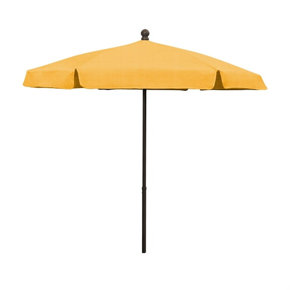 7.5' Hex Garden Patio Umbrella 6 Rib Push Up Champagne Bronze with Yellow Vinyl Coated Weave Canopy