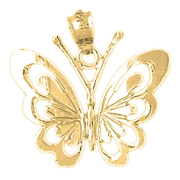 10K Yellow Gold Butterflies Pendant - 22 mm