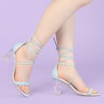 thumbnail image 2 of BLISSFUL STEP Women's Block High Heel Lace Up Clear Heels Sandals, 2 of 5