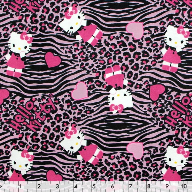 Hello Kitty Cotton Licensed Pre-Cut Flannel - 2 pcs - 36" x 42" (91 cm x 107 cm)