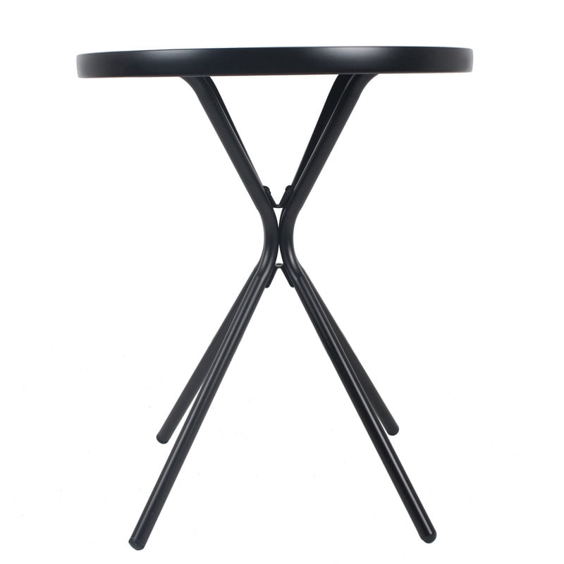 Howcool 3-Piece Outdoor Patio Chat Set, 2 Foldable Metal Chair & 1 Tempered Glass Side Table Bistro Set