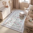 thumbnail image 3 of Lahome Washable 5'x7' Area Rug, Purple Vintage Floral Rugs for Living Room, Soft Non-Slip Botanical Carpet for Bedroom Girls Teens, Boho Flower Nursery Playroom Dorm Decor, Purple, 3 of 11
