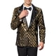 thumbnail image 1 of BLAZERS FORMAL TUXEDO DE HOMBRE INSPIRE CHIC Con Solapa Pico, Un Botón, Brillante, Argyle, Lentejuelas, Color Dorado, 1 of 7