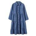 thumbnail image 1 of Gibobby Vestido De Mujer De Corte Vestido largo hasta el tobillo con manga a la moda y cuello en V para mujer de longitud vaquera(Azul,M), 1 of 5