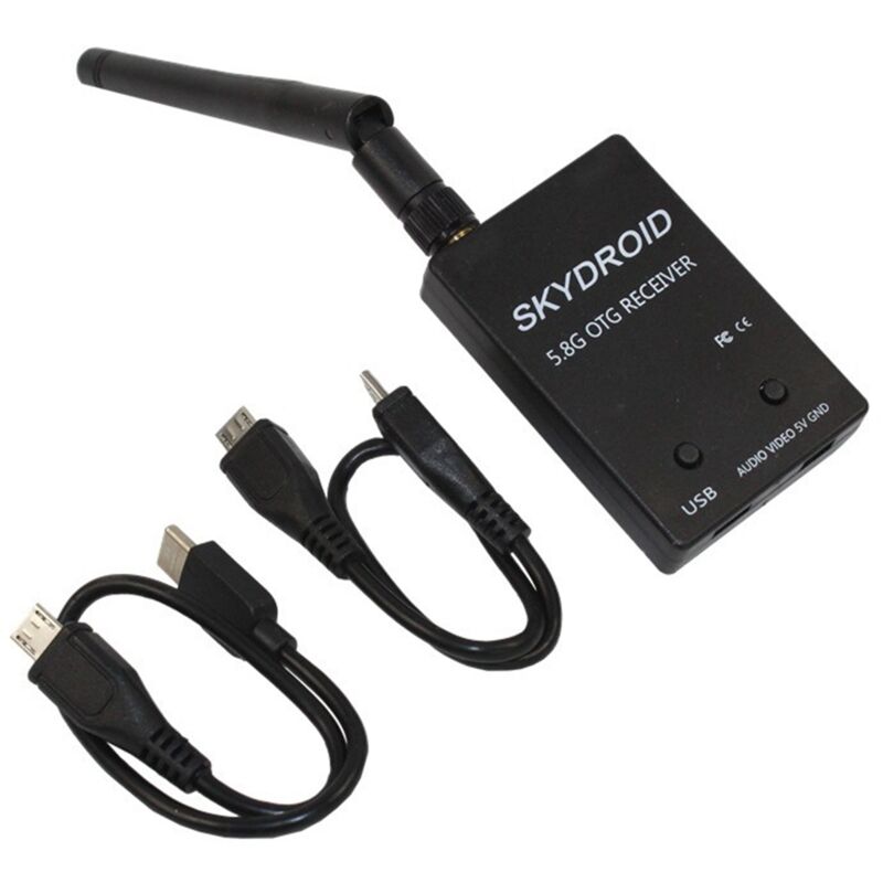 Skydroid OTG 5.8G 150CH UVC Récepteur de contrôle à double antenne FPV avec audio pour smartphone Android (Noir