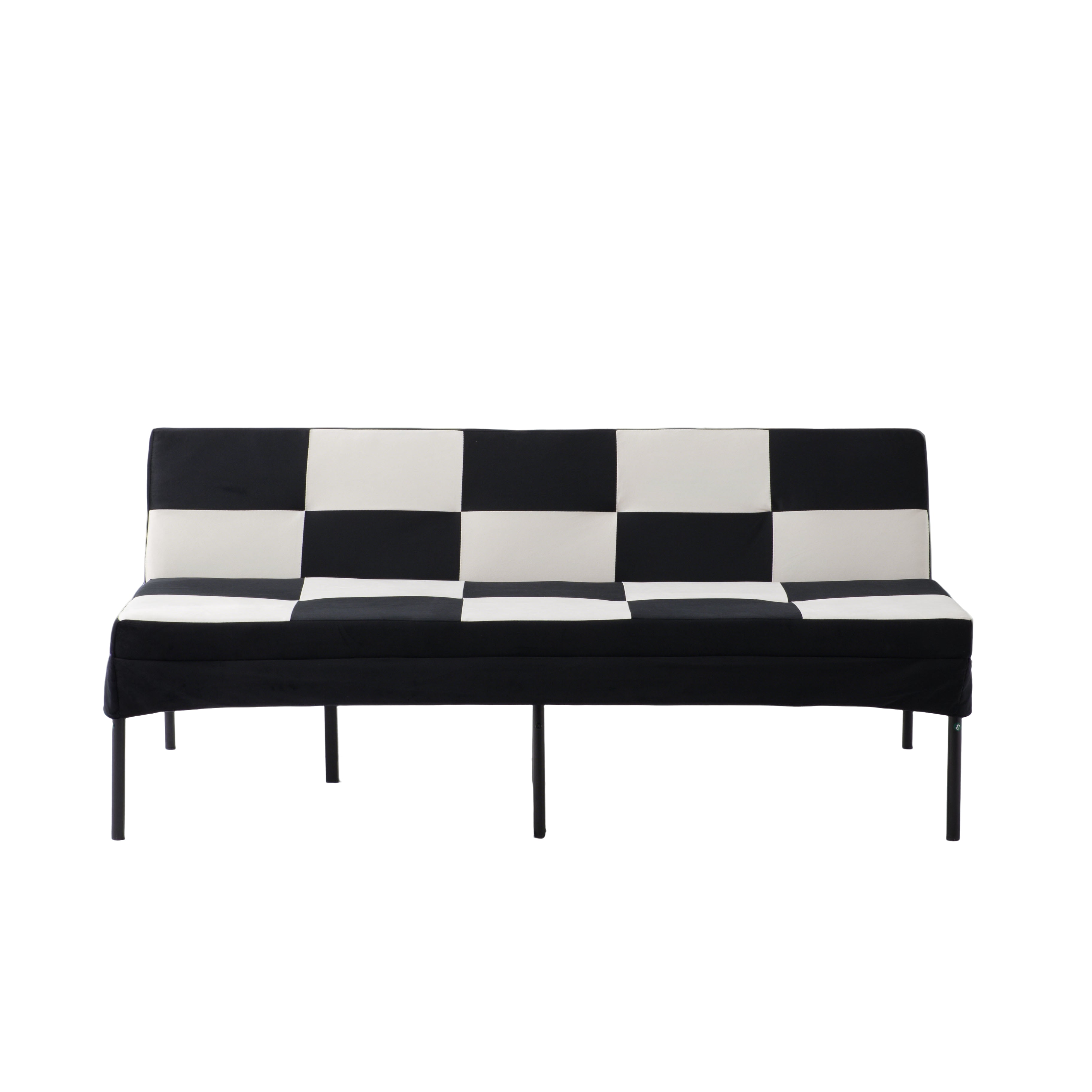 Gewnee 63.58”Velvet Futon Sofa Bed – Modern Convertible Sleeper with 5 Adjustable Positions,Modern Sleeper Sofa for Living Room,Office,Apartment.Black&White