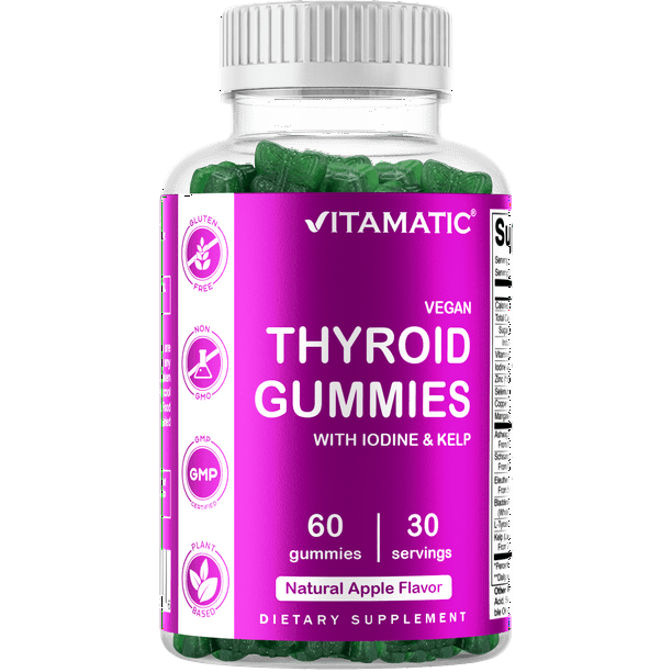 Vitamatic Vegan Thyroid Support Gummies with Iodine & Kelp 60 Count