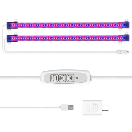 

Indoor Plant Light Bars with Auto On/Off Timer 2 Pack LED Plants Grow Light 20W Plant Grow Light Strips with 48 LEDs /4 Dimmable Levels for Seedlings and Succulent