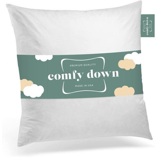 22X22 Decorative Throw Pillow Insert, Down and Feathers Fill, 100 Cotton Cover 233 Thread Count