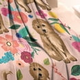 thumbnail image 3 of Dogs with Flowers Blanket,Comfortable Soft Flannel Throw Blanket,All Season,Warm Lightweight Blankets for Sofa Bed Couch Living Room Chair,30"x40", 3 of 4