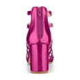 thumbnail image 2 of BLISSFUL STEP Women's Shoes Strappy Roman Block Heel Sandals Hot Pink 8.5, 2 of 8