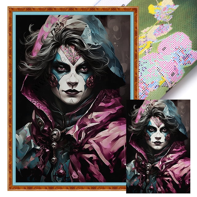 Hilo Algodón Ecológico Bordado 11CT 3 Hebras Impresión 40x60cm Kit Serie Personajes Punto Cruz Payaso