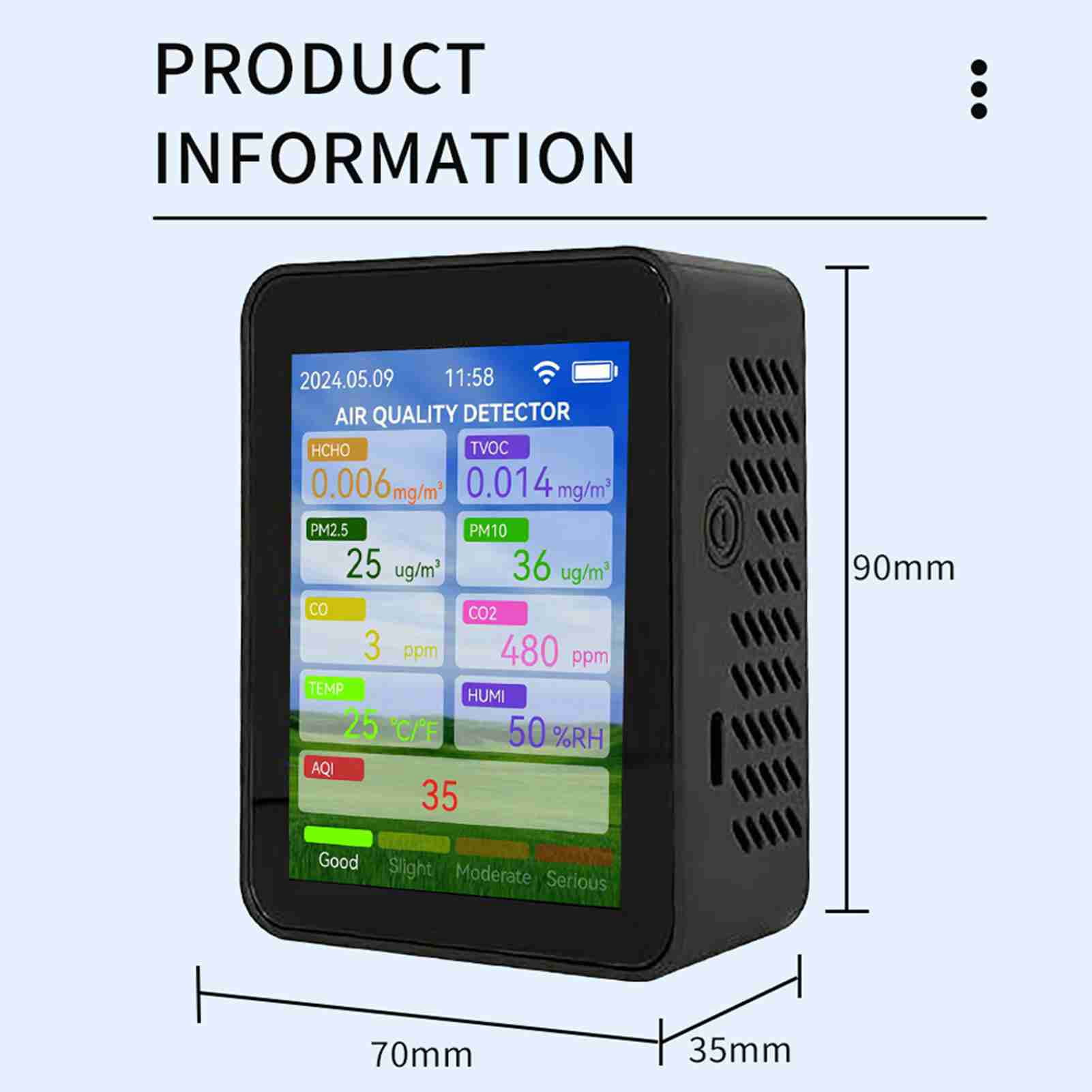 Temperature Multifunctional Air Quality Detector PM2.5 CO CO2 Temperature Humidity Air Quality Monitor