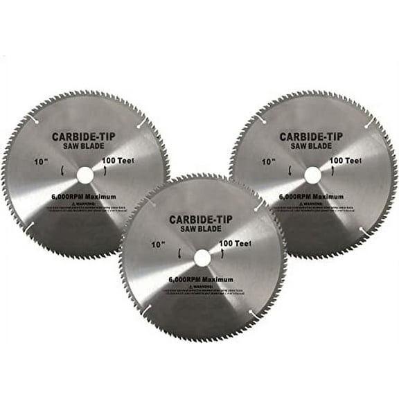 10 Inch CARBIDE TIP SAW BLADE 100 Tooth Blade Tool Smooth Clean Cuts (3-Pack)