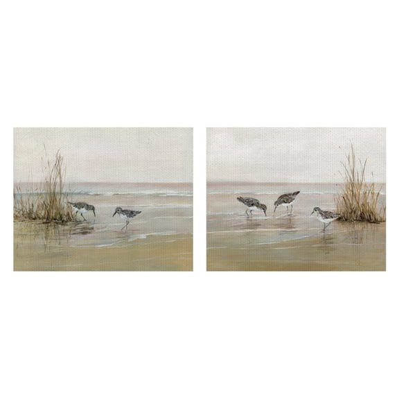 Fine Art Canvas Early Risers I & II Sandpiper Ocean Birds by Sally Swatland Canvas Art Print