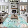 thumbnail image 4 of Teal Jellyfish Starfish Washable Living Room Rugs 5'x7', Summer Beach Coral Shell Blue Low Pile Throw Large Area Rugs Non-Slip Sturdy Edge Binding Carpet for Dining Room Bedside Kitchen, 4 of 9