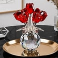 thumbnail image 4 of Color Rose Flower Crystal Figurine with Vase, Bouquet Flowers Ornament Gifts for Wife Women, Handmade Crystal Flower Collectible Home Table Decor ​for Valentine's Day Anniversary(Red,3x1.5x4.1"), 4 of 7