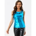 thumbnail image 3 of Disfraz de navidad Camiseta Sin Mangas Con Cuello En U, Elástico, Ajustado, Brillante Y Metálico Brillante Para Mujer Azul Oscuro L, 3 of 6