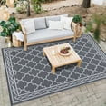 thumbnail image 2 of Haperlare Gray Moroccan Outdoor Area Rug 5x8 ft Waterproof Reversible Plastic Mat for Camping RV Picnic, 2 of 6