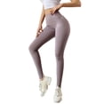 thumbnail image 3 of Seyurigaoka Female Trousers, Solid Color Elastic High Waist Pants Yoga Pants, 3 of 10