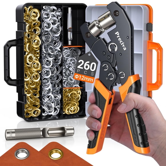 Grommets Tool Kit with 1/2 inch Grommets and Carrying Case,Eyelet Punch Pliers Set, Precision Grommet Tool for Canvas, Leather, Tarps, Fabric, and DI