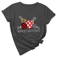 thumbnail image 1 of Camisas de Cuadros Navideños Para Mujer, Cuello Redondo, Estampado, Manga Corta, Tops Odeerbi ODB208011, 1 of 9